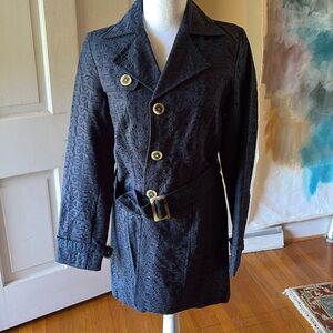 Navy Eyelet Trench Coat